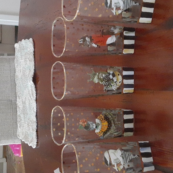 Euc! ๐๐ Mackenzie- childs, set of 4 glasses- NO FOX - Picture 1 of 4